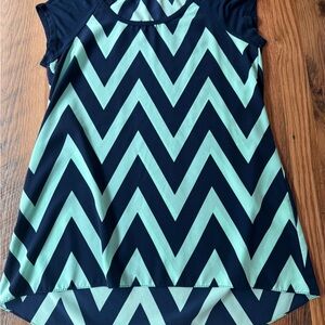 Moa Moa Navy and Blue Asymmetrical Blouse